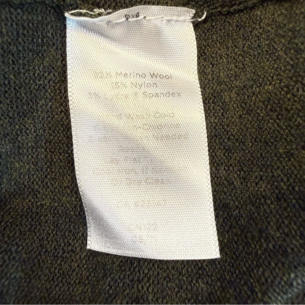 Talbots Olive Green Ribbed Knit Dress Wool Blend V Neck Short Sleeve Small - Picture 14 of 14